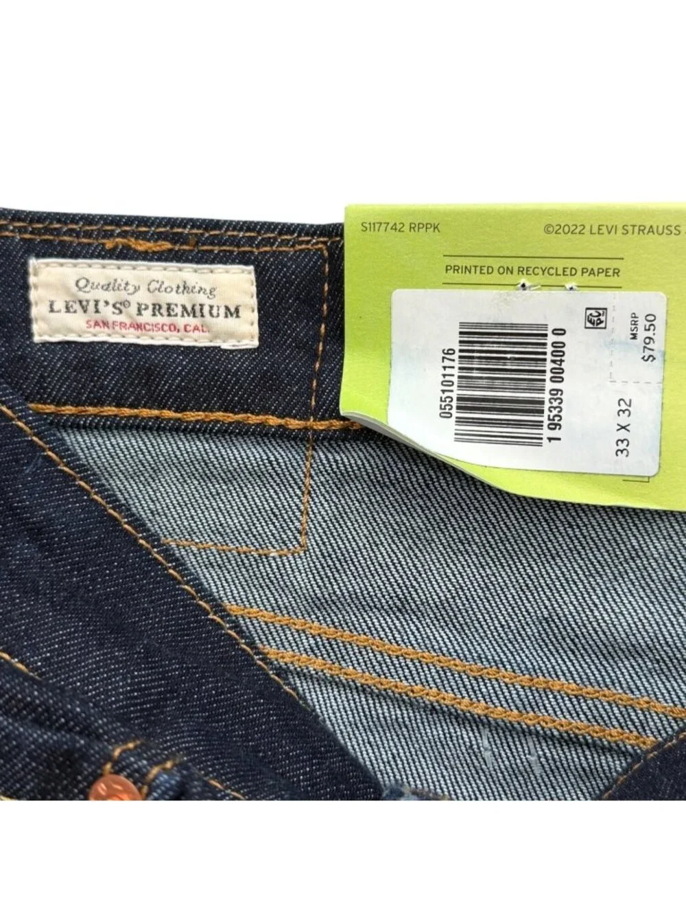 Levis Premium Mens 33x32 Jeans 511 Skinny Dark Wash NEW - Picture 4 of 9